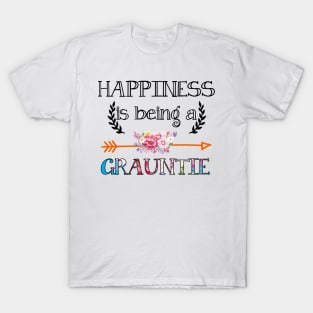 Happiness is being Grauntie floral gift T-Shirt